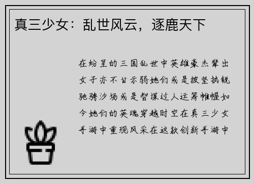 真三少女：乱世风云，逐鹿天下
