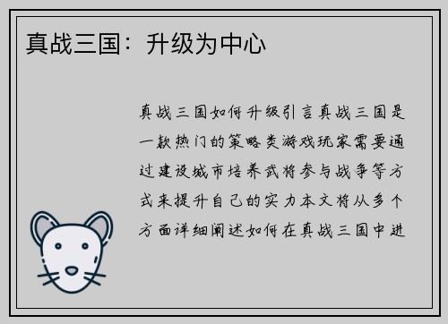 真战三国：升级为中心